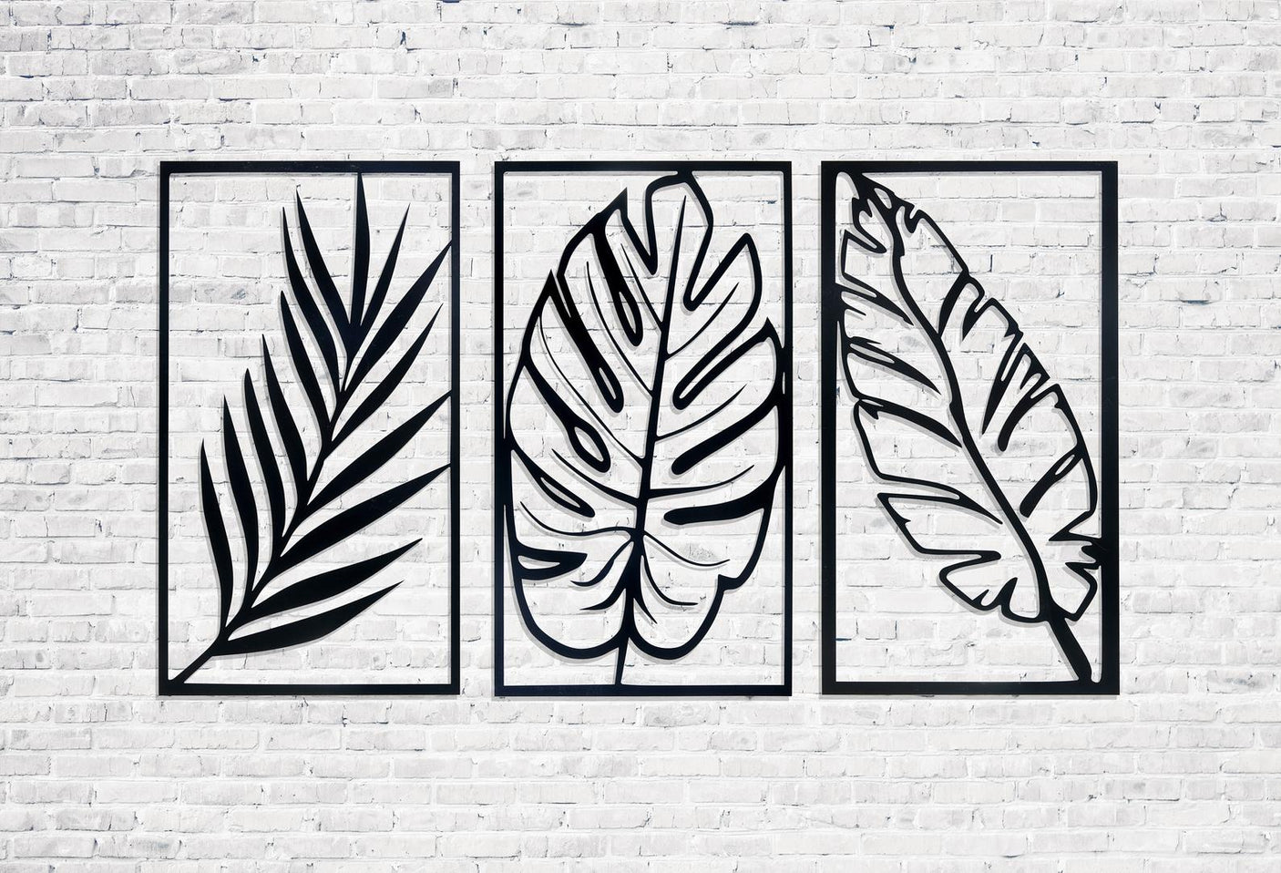 Tropical leaves Set of 3 Tableaus-WQ.WA48.01