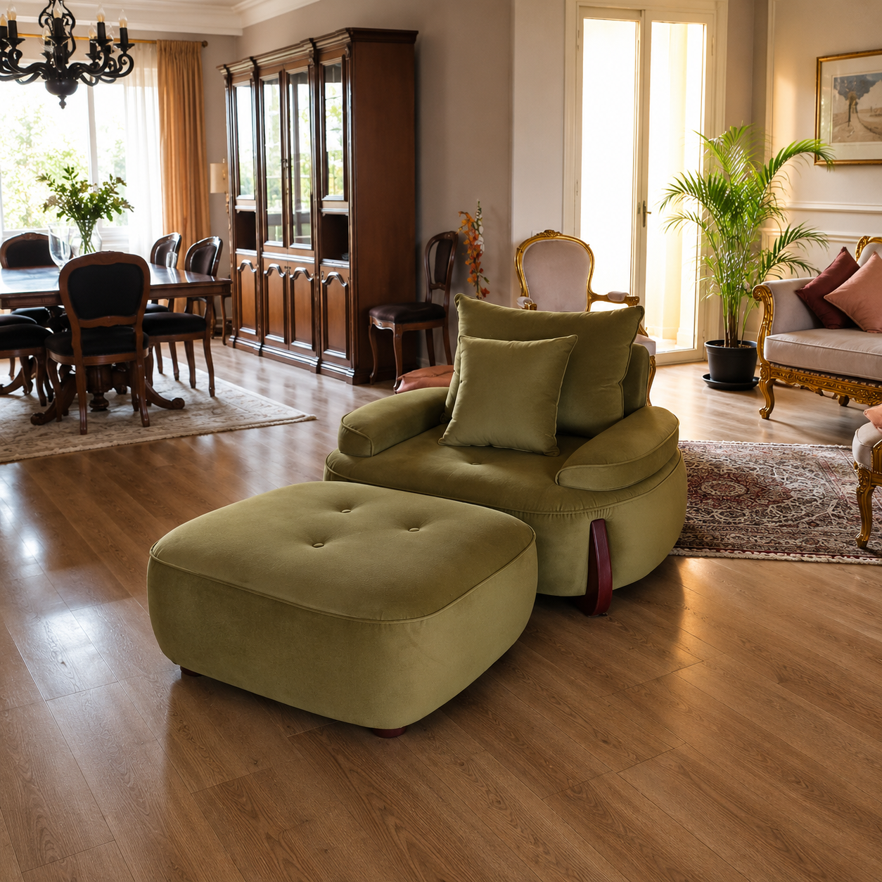 Vaelin Arm Chair with pouf-AK102