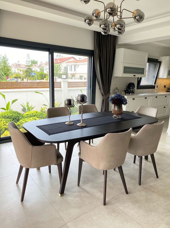 Luxury Dining Room Set With 6 Chairs-m6