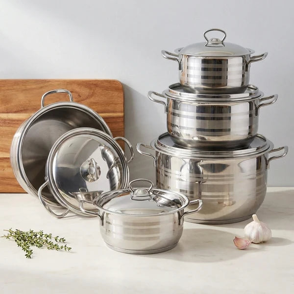 10-Piece Striped Cookware Set with Steel Handle-6223005012203-1495