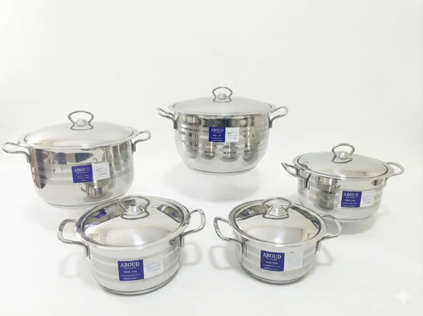 Striped Cookware Set – Steel Handles (10 Pieces)-6223005011411-1944