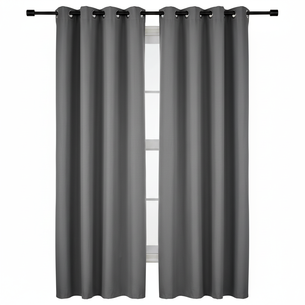 BLACKOUT ROOM DARKENING 8 GROMMET CURTAIN FOR LIVING ROOM/BEDROOM-1 PANEL-GREY-270*260