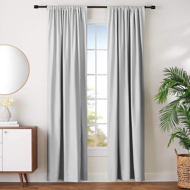 BLACKOUT ROOM DARKENING TAPE CURTAIN FOR LIVING ROOM/BEDROOM -1 PANEL -SILVER -140*260-www.manzzeli.com (7613488234735)