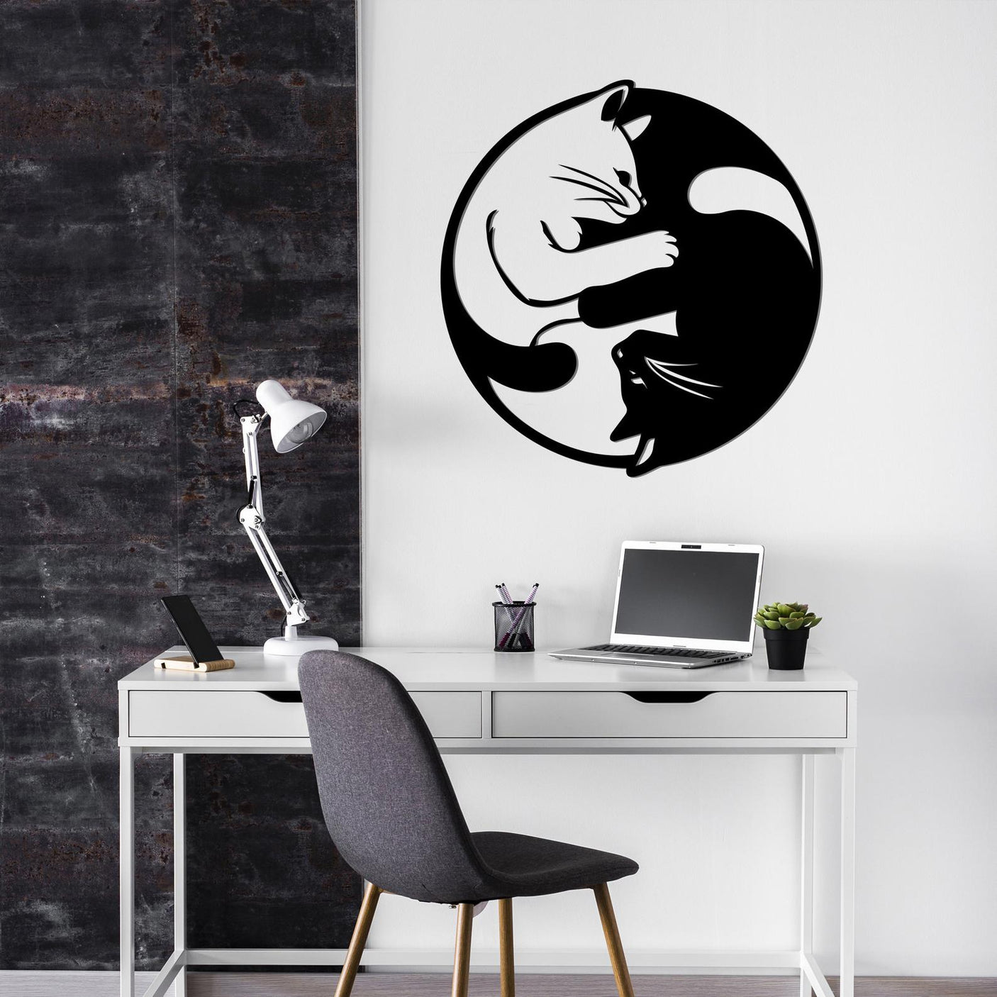 Yin Yang Cat Wall Art-WQ.WA13.01