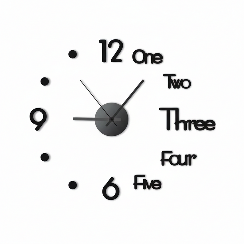 3D black Clock-TM 030BL