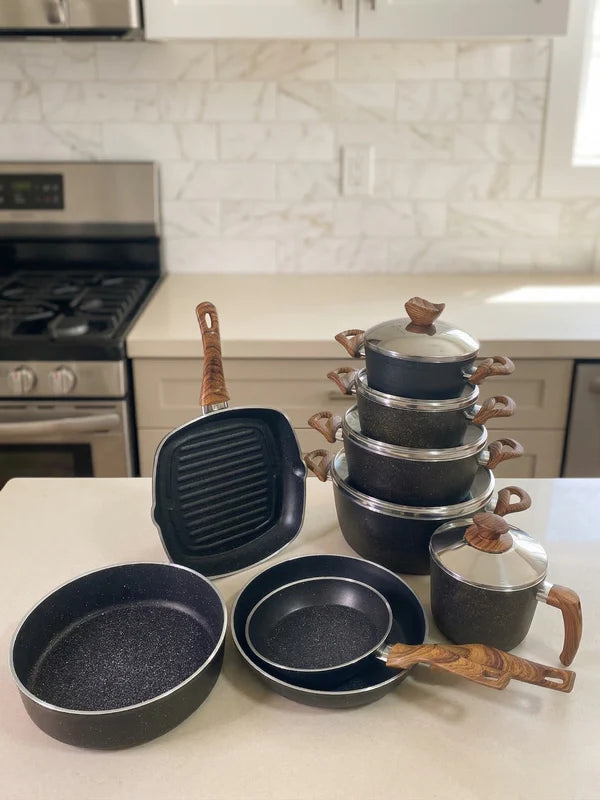 Terynova Granite 14-Piece Cookware Set-10-12-14-5176