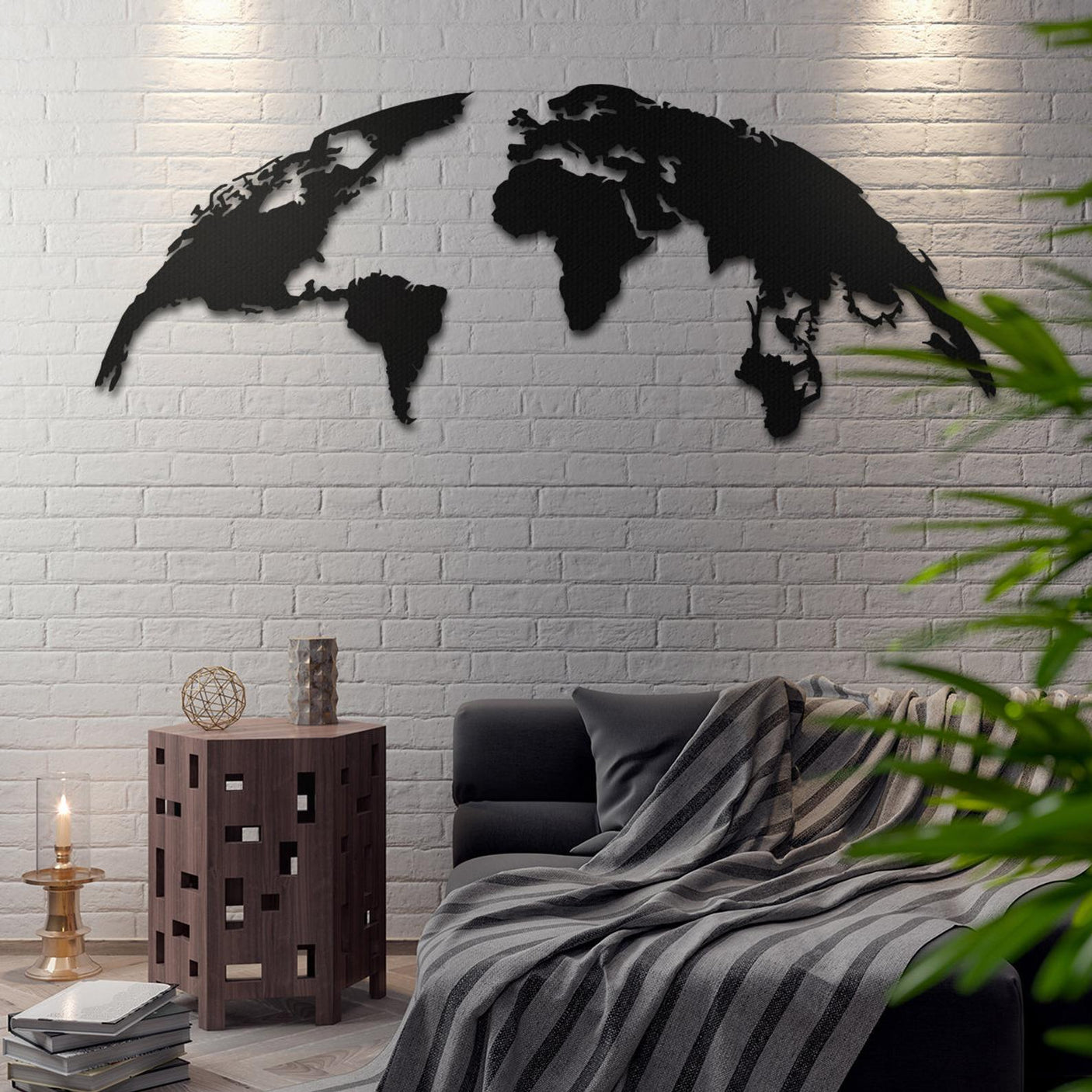 Rounded World Map Wall Art-WQ.WA37.01