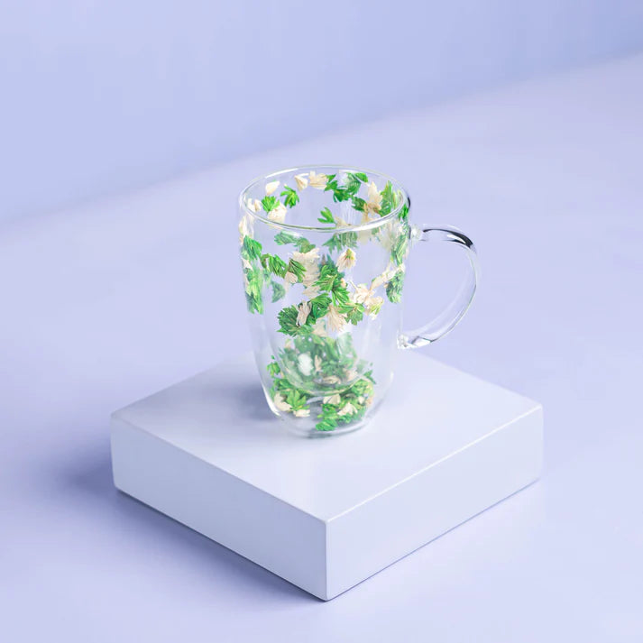Flower Double Glass Mug-3-15-330-1186