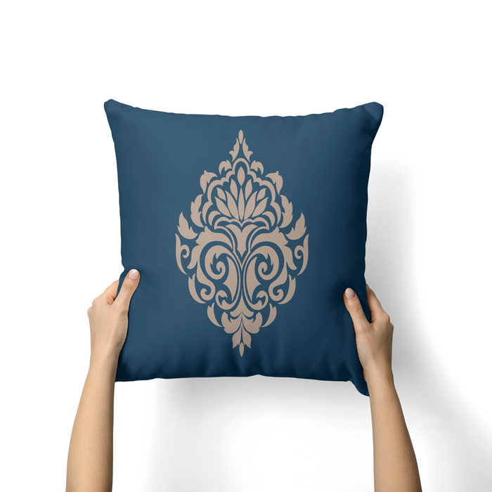 Damask blue cushion-AM107