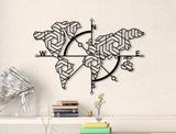 World Map With Compass Wall Decor-WQ.WA39.01