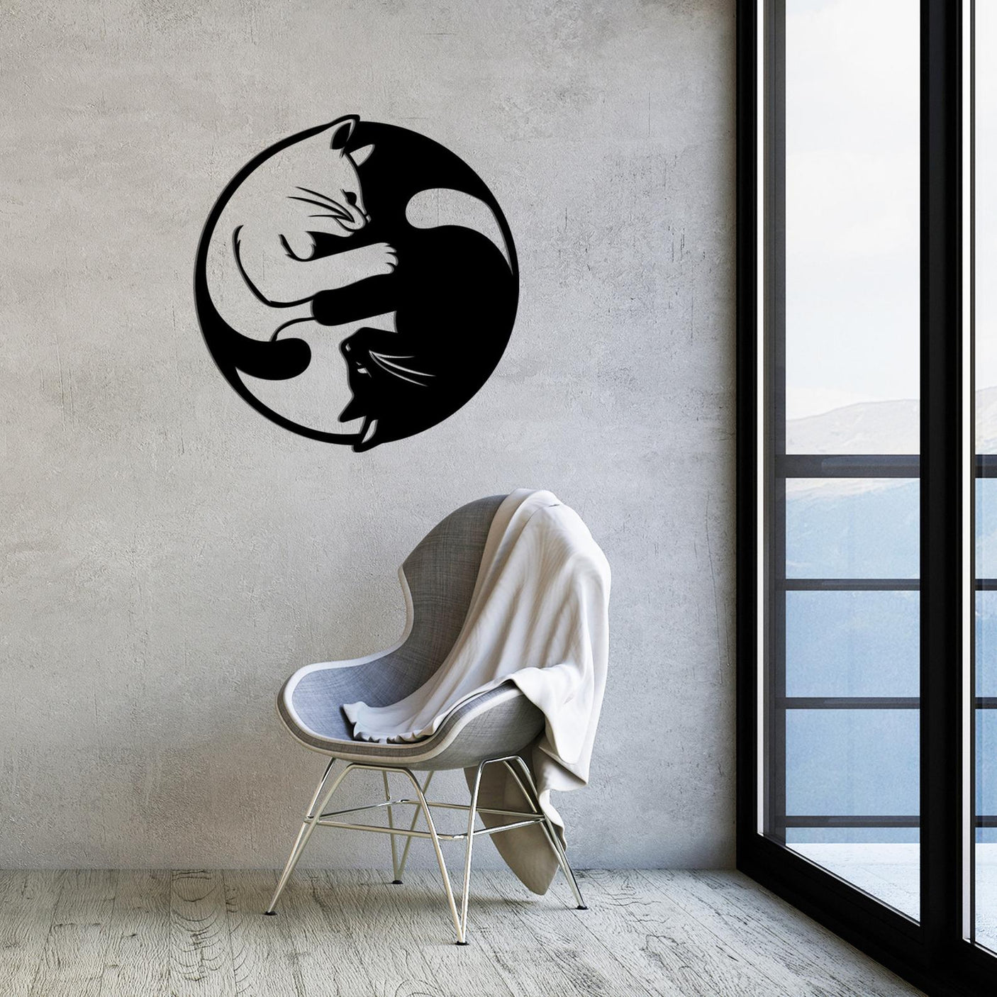 Yin Yang Cat Wall Art-WQ.WA13.01