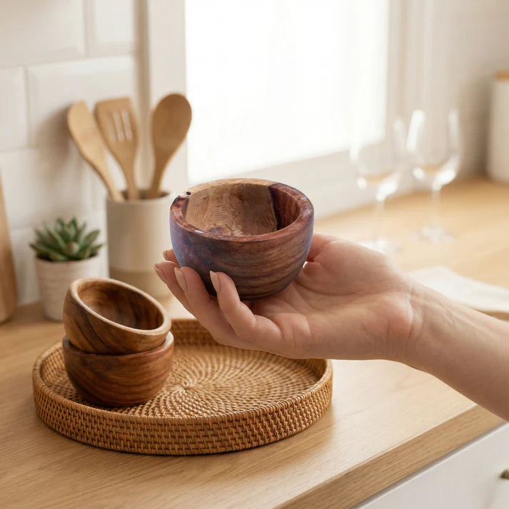 Set of wooden circular bowls-1-11-10-5051