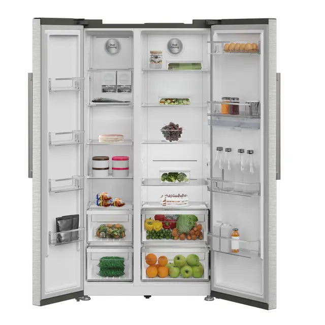 Ariston NoFrost Side-by-side Refrigerator , 630 Liter Inverter Motor , Silver - ARS91 F6634 XNA