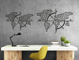 World Map With Compass Wall Decor-WQ.WA39.01