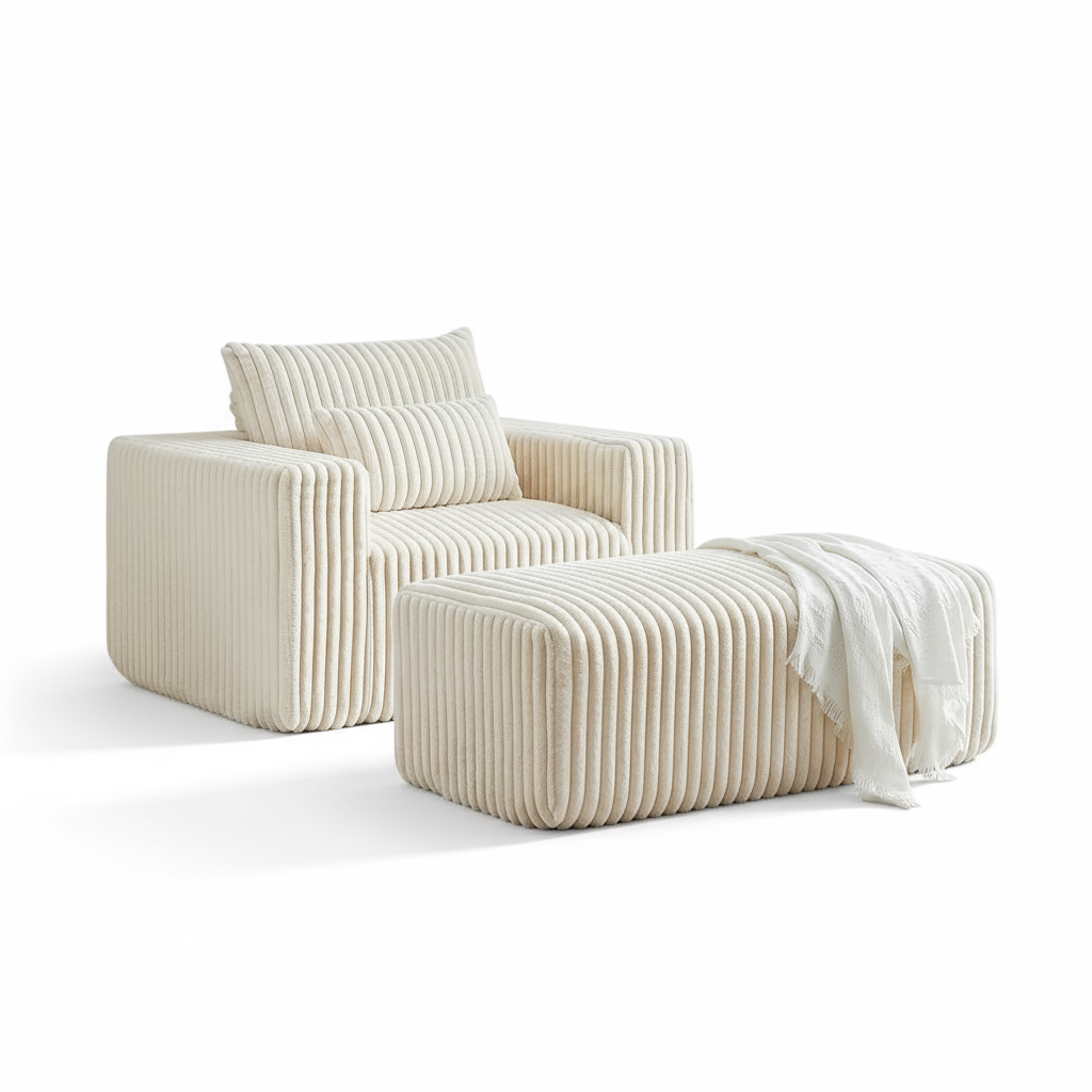 Zeya Armchair with pouf-Hippo250