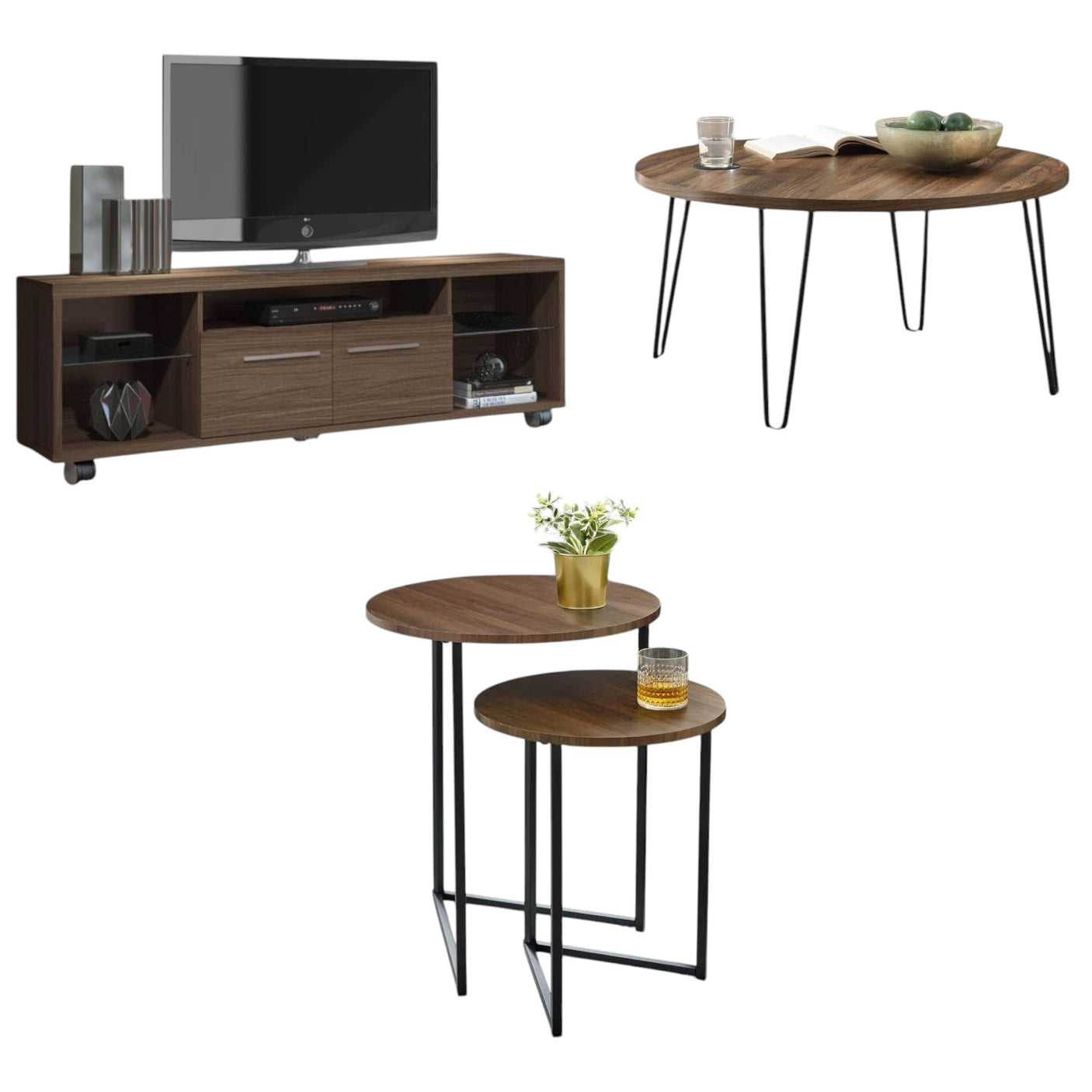 Fleura Set of TV Unit and Tables-BUD2