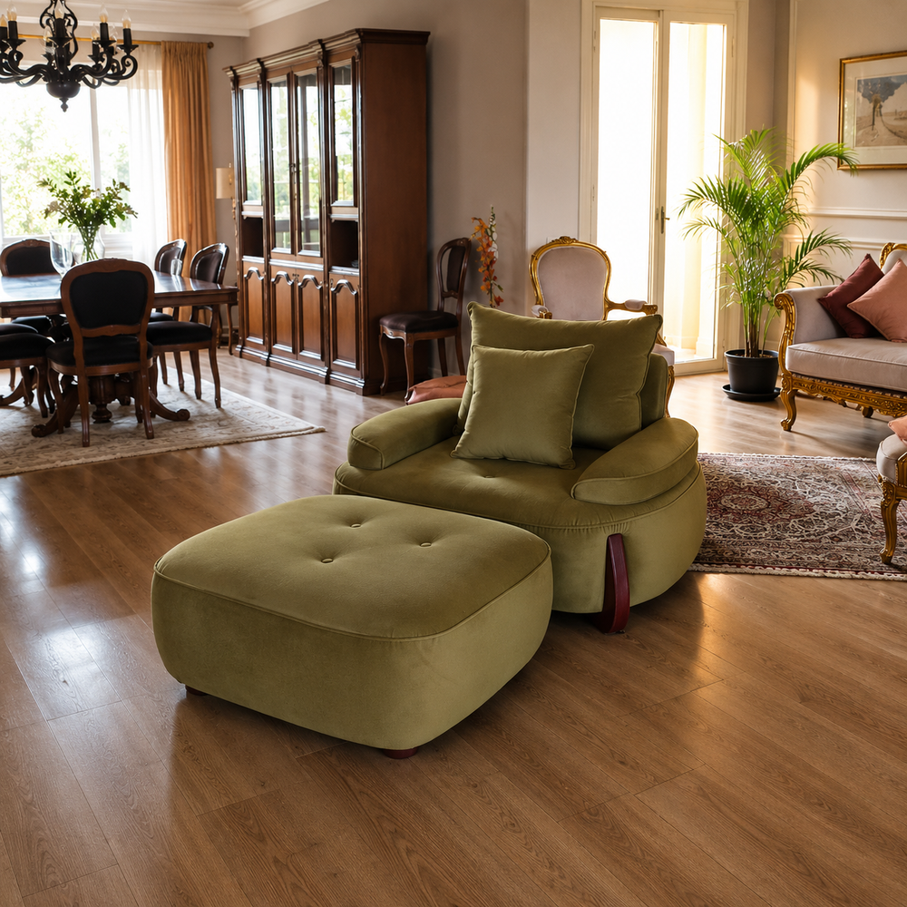 Vaelin Arm Chair with pouf-AK102