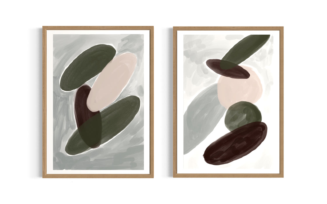 Earthy abstract wall art set of 2-SS12