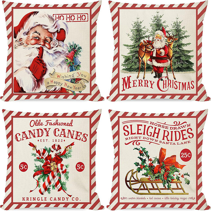 Candy Canes Set of 4 Cushion Covers-FD-80156