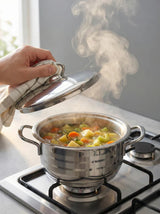 Stainless Steel Striped Pot with handle-6223005010001-4562