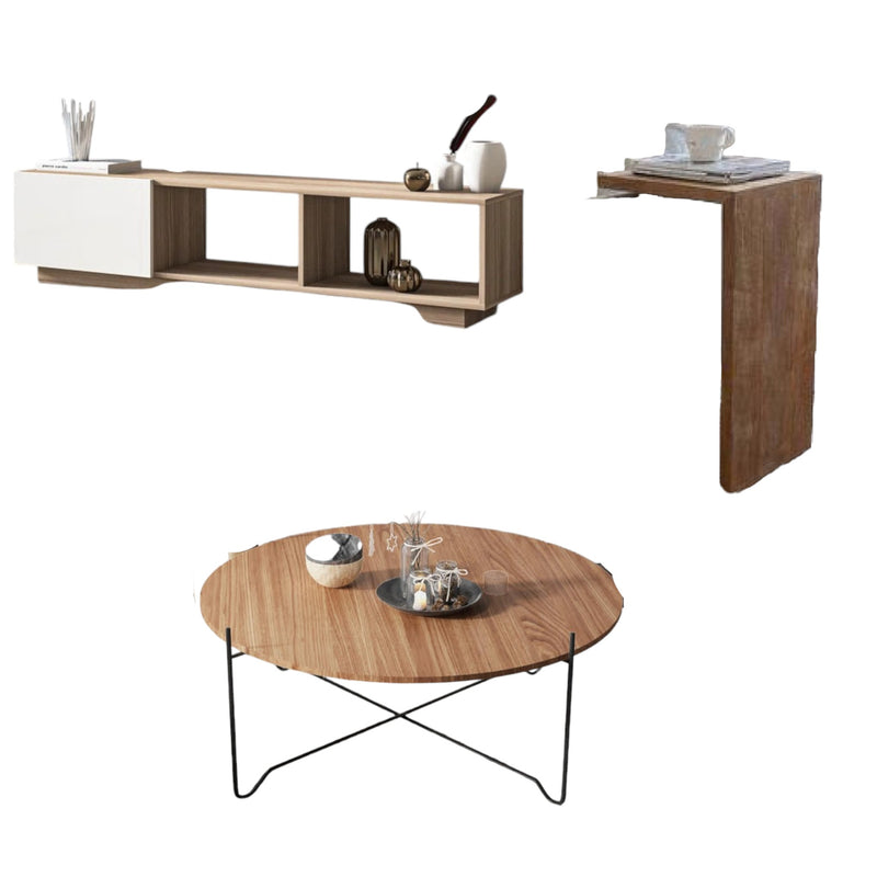 Wavon Set of Tv Unit and Tables-BUD3