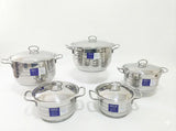 Striped Cookware Set – Steel Handles (10 Pieces)-6223005011411-1944