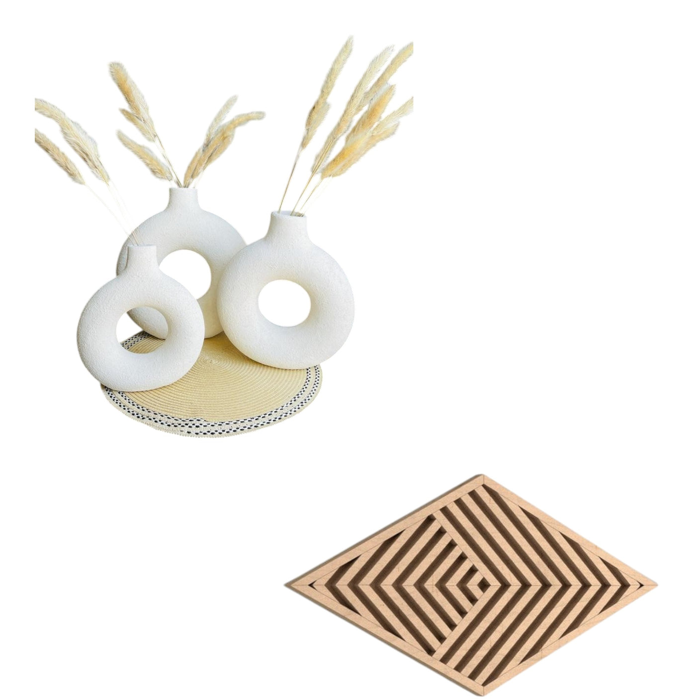 Rivoa Set of Vases and Wall art-BUD21