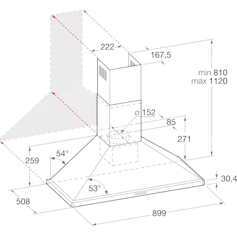 شفاط مطبخ مدمج من أريستون، 90 سم، فضي - AHPN9.7FLMX