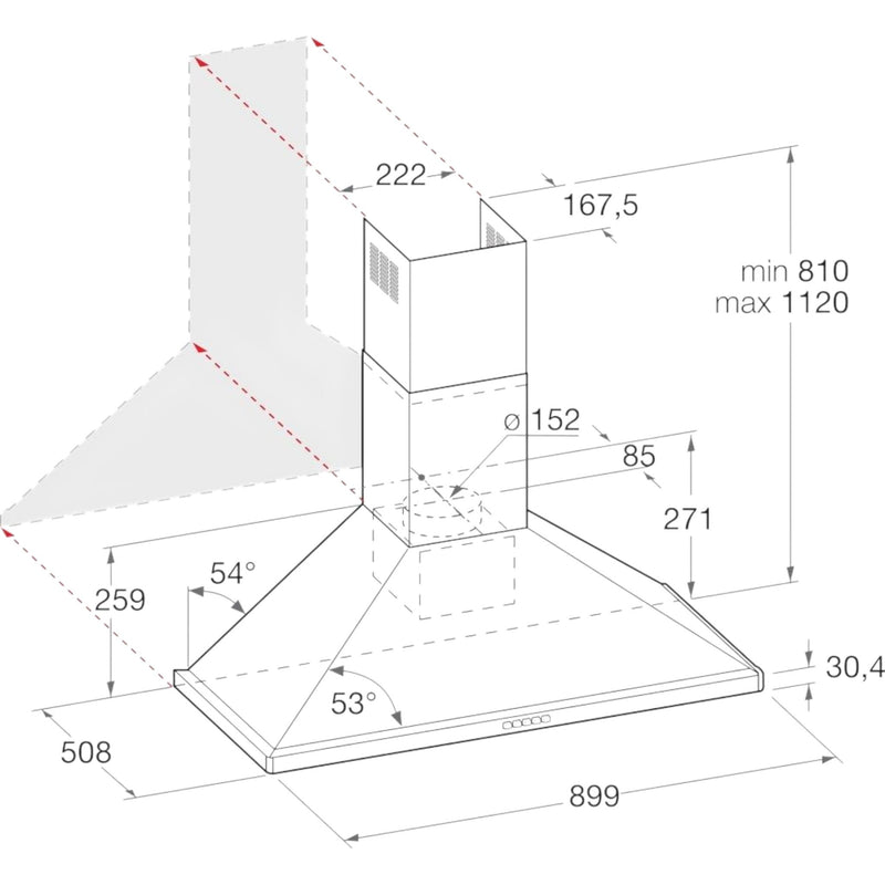 شفاط مطبخ مدمج من أريستون، 90 سم، فضي - AHPN9.7FLMX