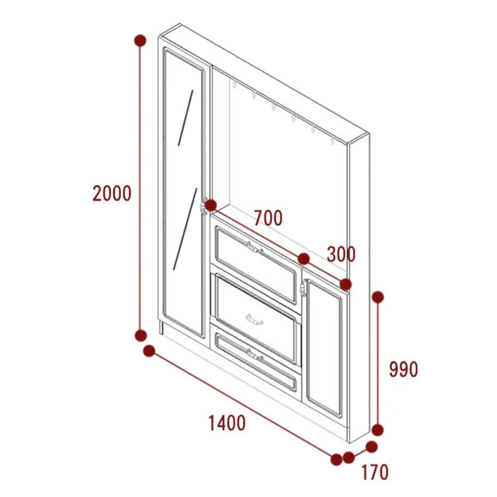 Grovee Shoe Cabinet with Hanger-RED325