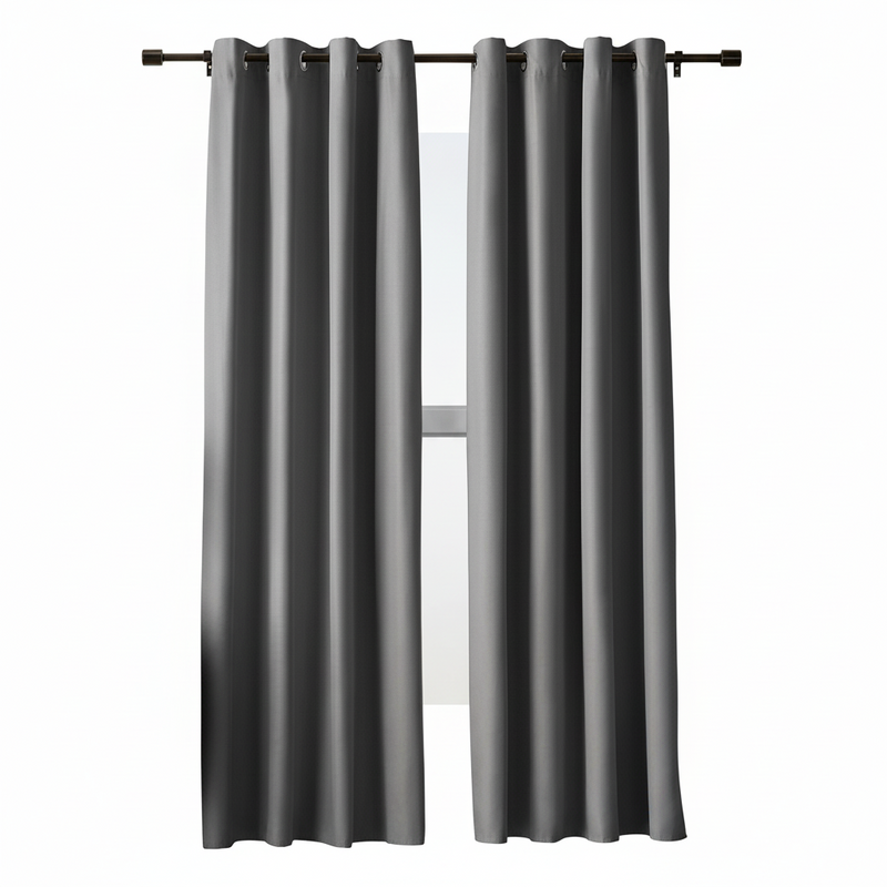 BLACKOUT ROOM DARKENING 8 GROMMET CURTAIN FOR LIVING ROOM/BEDROOM-1 PANEL-GREY-140*260