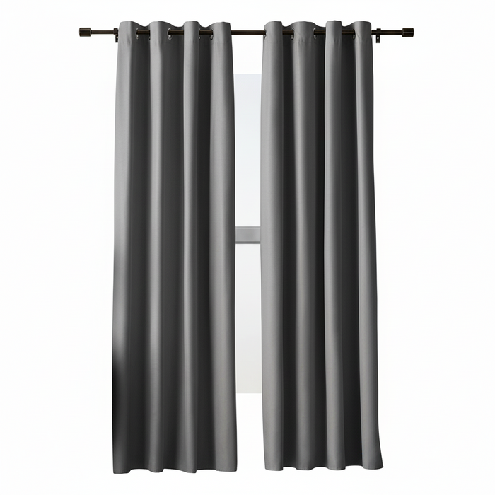 BLACKOUT ROOM DARKENING 8 GROMMET CURTAIN FOR LIVING ROOM/BEDROOM-1 PANEL-GREY-140*260