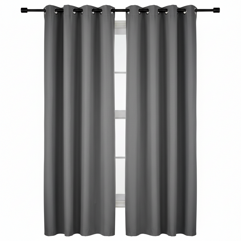 ستارة تعتيم الغرفة ذات 8 حلقات، مناسبة لغرفة المعيشة/غرفة النوم - لوحة واحدة - رمادية - 270*260