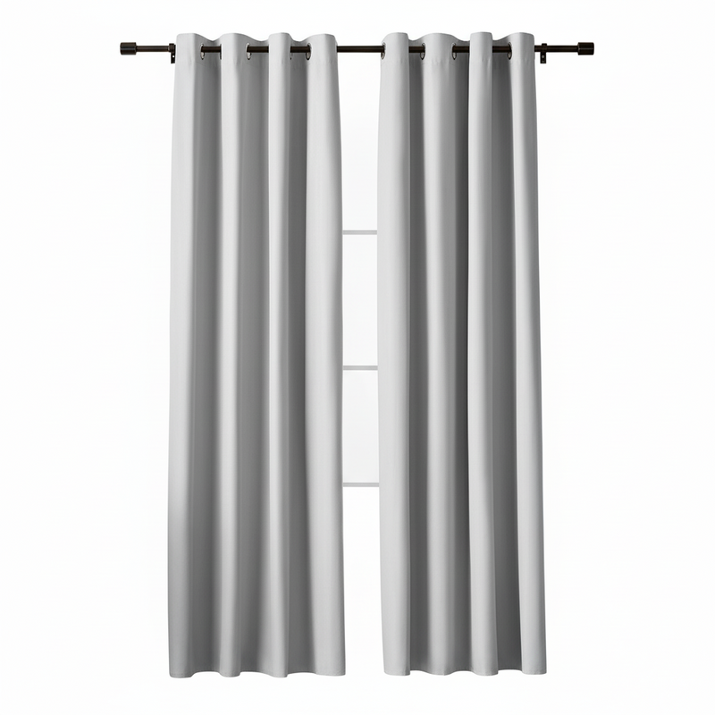 ستارة تعتيم الغرفة ذات 8 حلقات معدنية لغرفة المعيشة/غرفة النوم - لوحة واحدة - فضية - 140 × 260