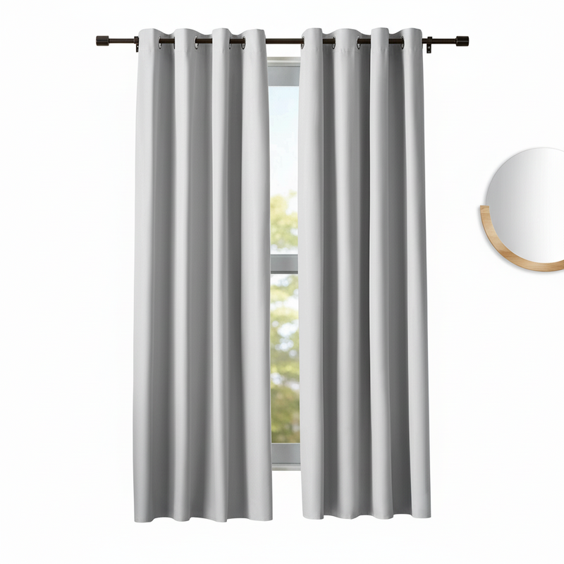 BLACKOUT ROOM DARKENING 8 GROMMET CURTAIN FOR LIVING ROOM/BEDROOM-1 PANEL-SILVER-270*260
