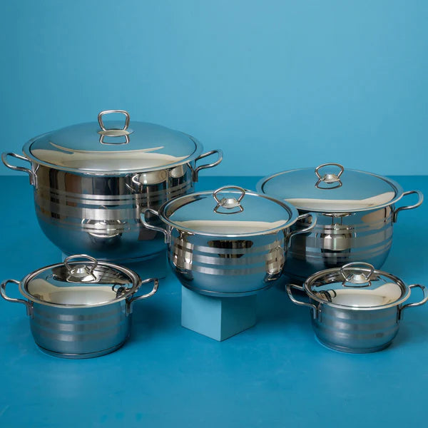 10-Piece Striped Cookware Set with Steel Handle-6223005012203-1495