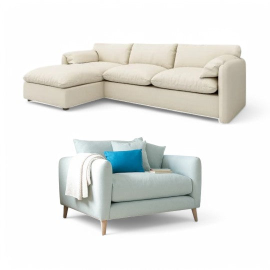 Frelia Set of Sofa Corner L shape with Arm Chair-AK94