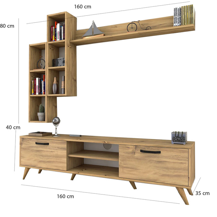 Trevix TV Unit with Shelf Unit-RED409