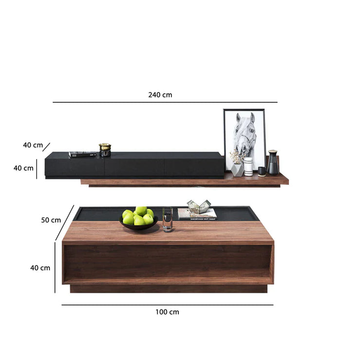 Wrenix Set of TV Unit and Coffee Table-RED11