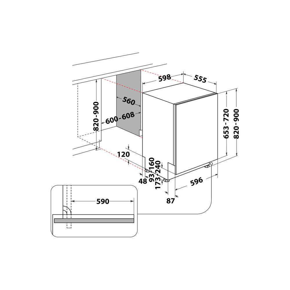 Ariston integrated dishwasher: full size, white color - LIC 3B+26