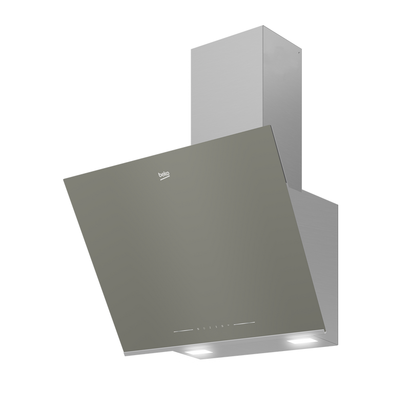 شفاط مطبخ مدمج من بيكو مع مدخنة، 60 سم، زجاج رمادي، BHCA66741BGHSE