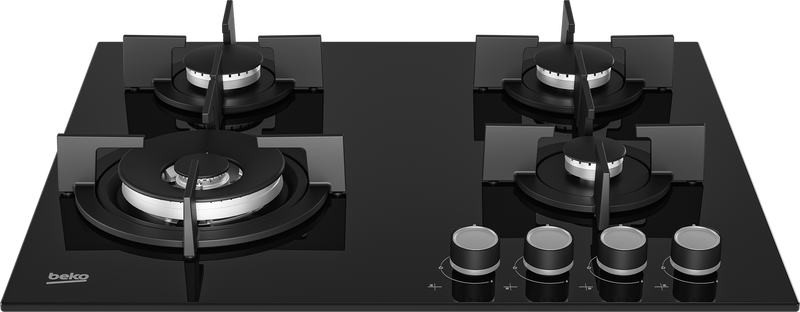 موقد غاز مدمج من بيكو، زجاجي - 60 سم - 4 شعلات - أسود - HILW 64222 SE 