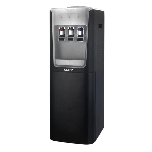 ULTRA Hot, Cold and Normal Water Dispenser with Cabinet, 3 Taps, Black and Grey- UWD3CBGE