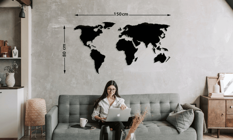3D world map wall art-TM 028BL