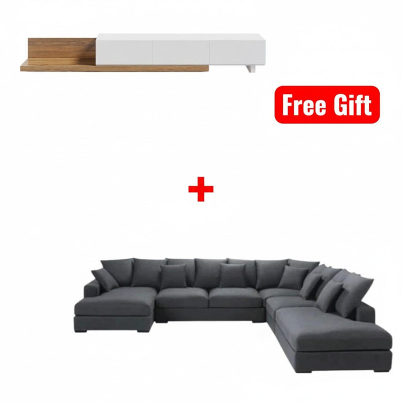 TINA SOFA U SHAPE RG 19 With TV Unit Gift-FG49