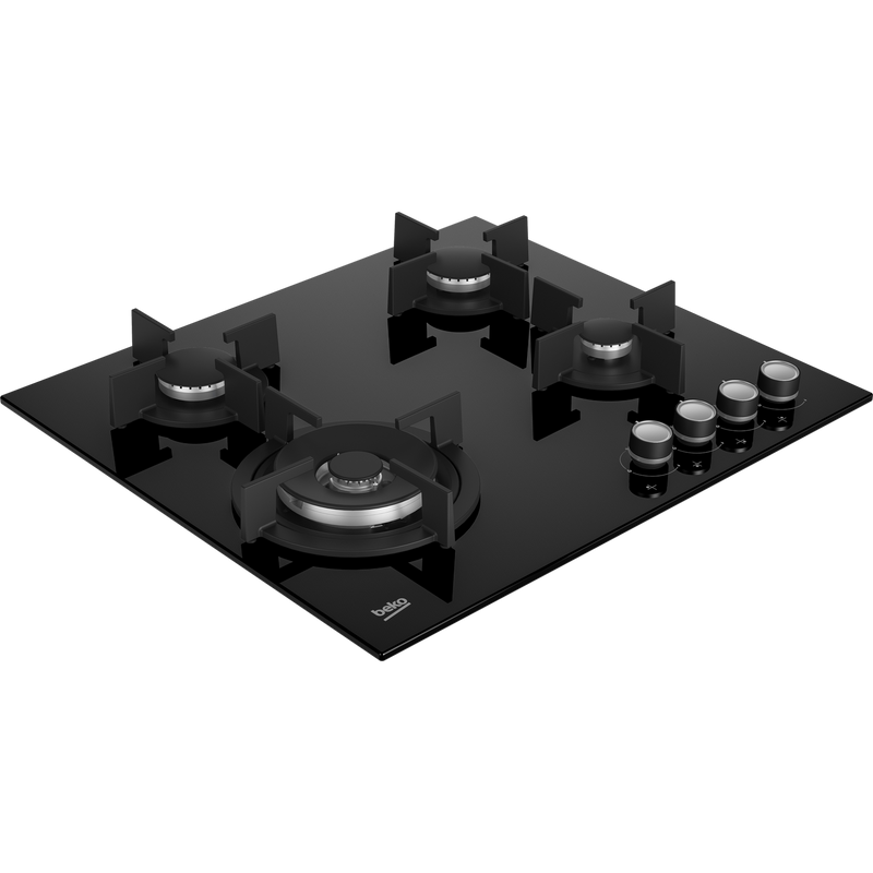 موقد غاز مدمج من بيكو، زجاجي - 60 سم - 4 شعلات - أسود - HILW 64222 SE 