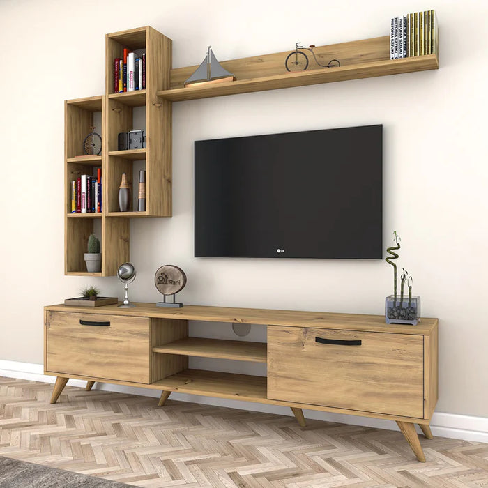 Trevix TV Unit with Shelf Unit-RED409