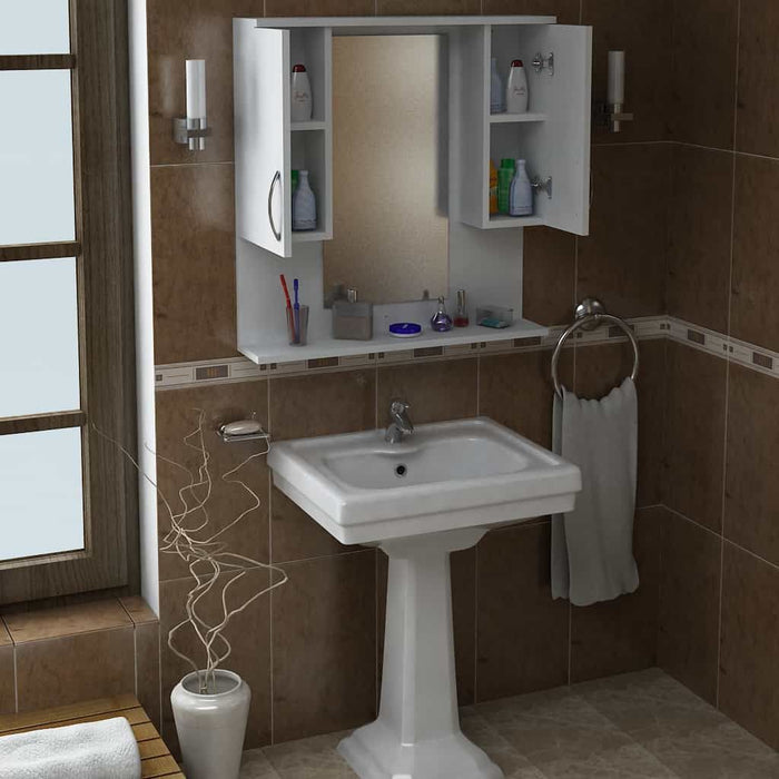 Viola Bathroom Storage Unit With Mirror-AL