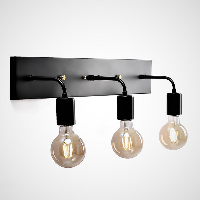 Arren Black 3 Bulb Wall Lamp-BAW.013.BLK