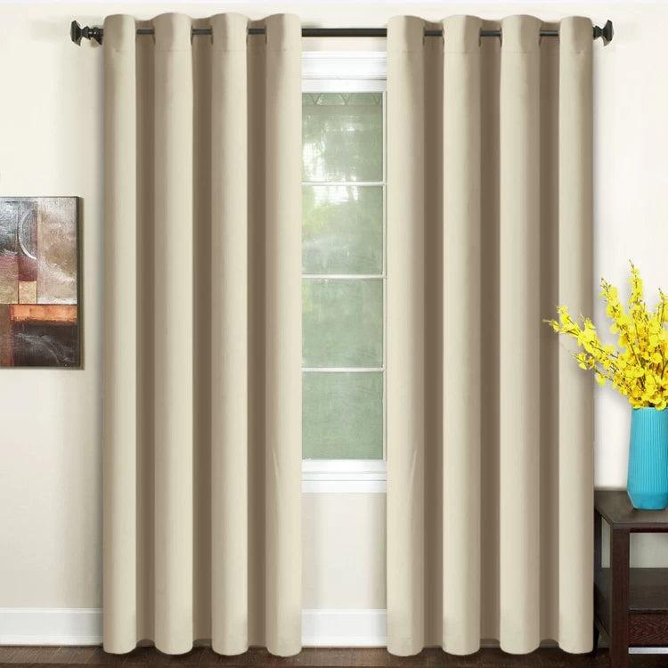 BLACKOUT ROOM DARKENING 8 GROMMET CURTAIN FOR LIVING ROOM/BEDROOM-1 PANEL-BEIGE-140*260-www.manzzeli.com (7613356048623)